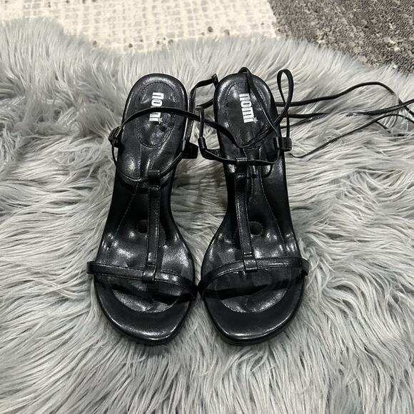 NOMI Y2K 2000's Black Strappy Heel‎ Womens Size 9 - Picture 2 of 7